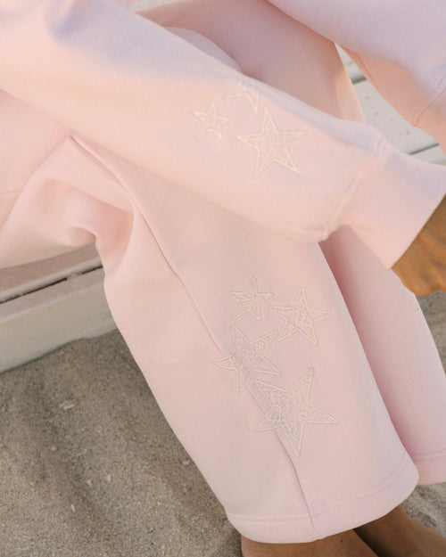 "Lacy" Wideleg Sweatpants in Angel Pink