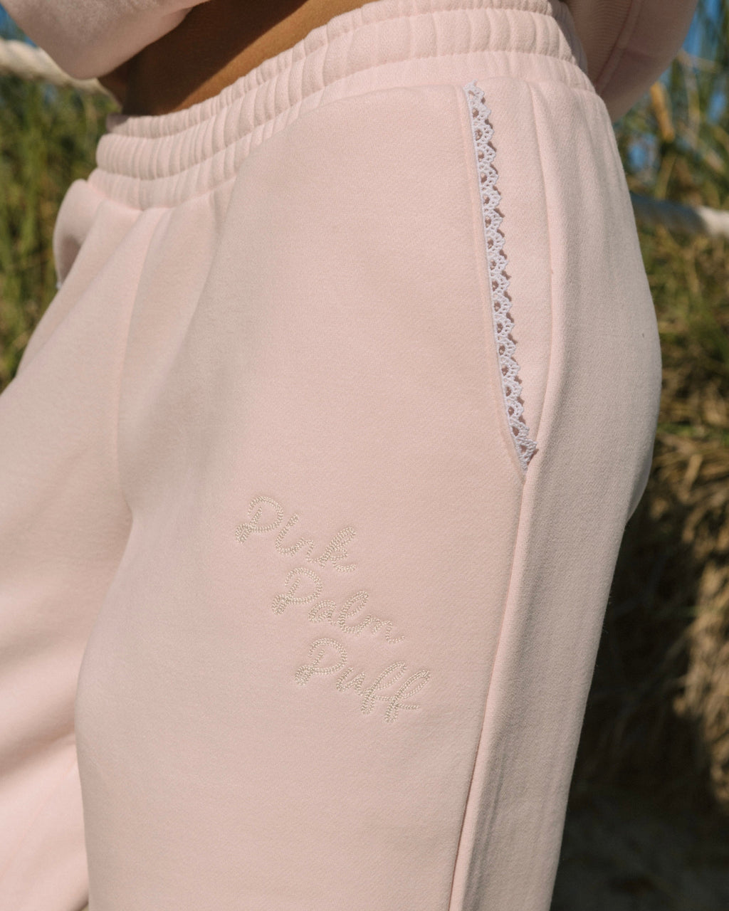 "Lacy" Wideleg Sweatpants in Angel Pink
