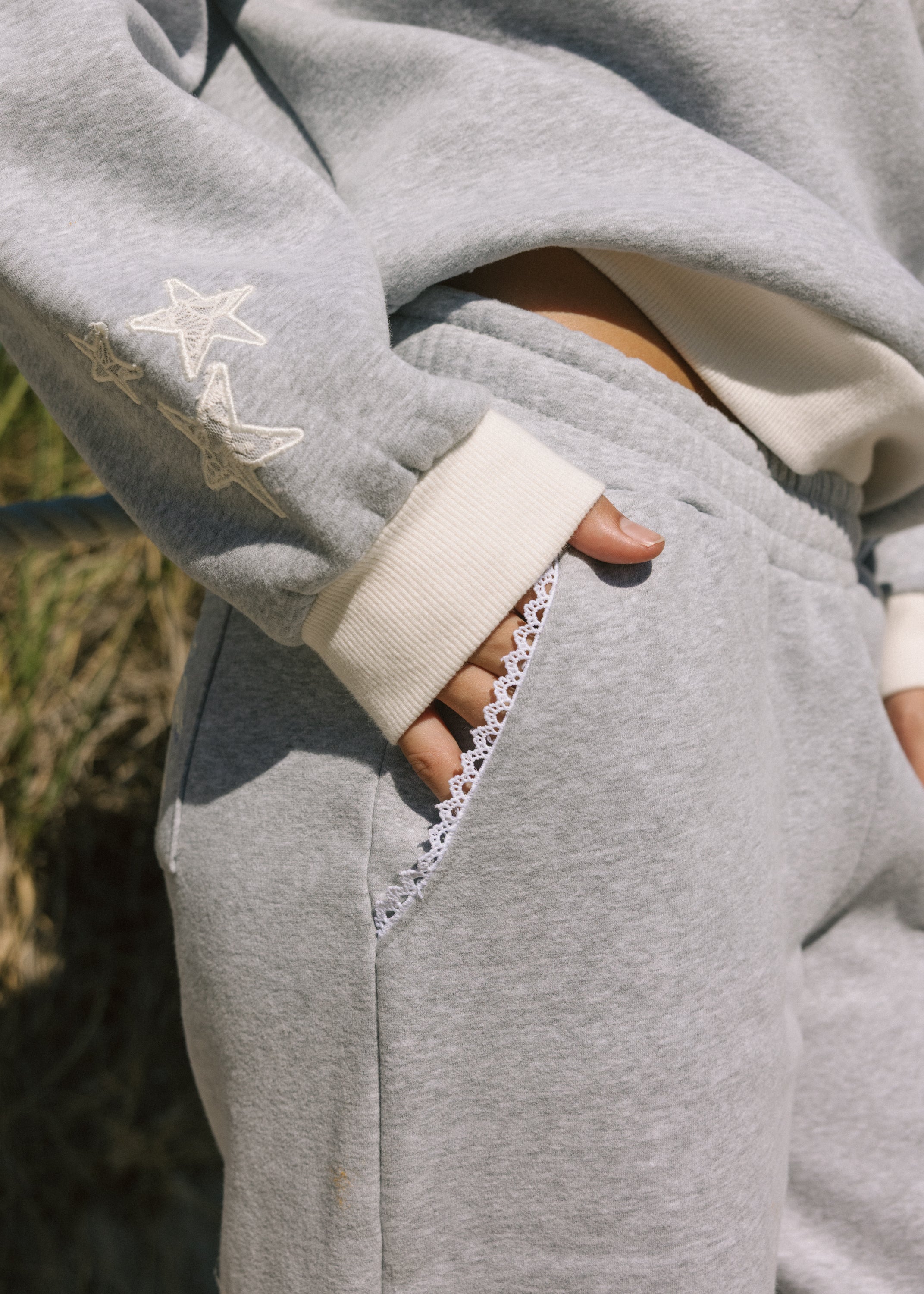 "Lacy" Wideleg Sweatpants in Sky Grey