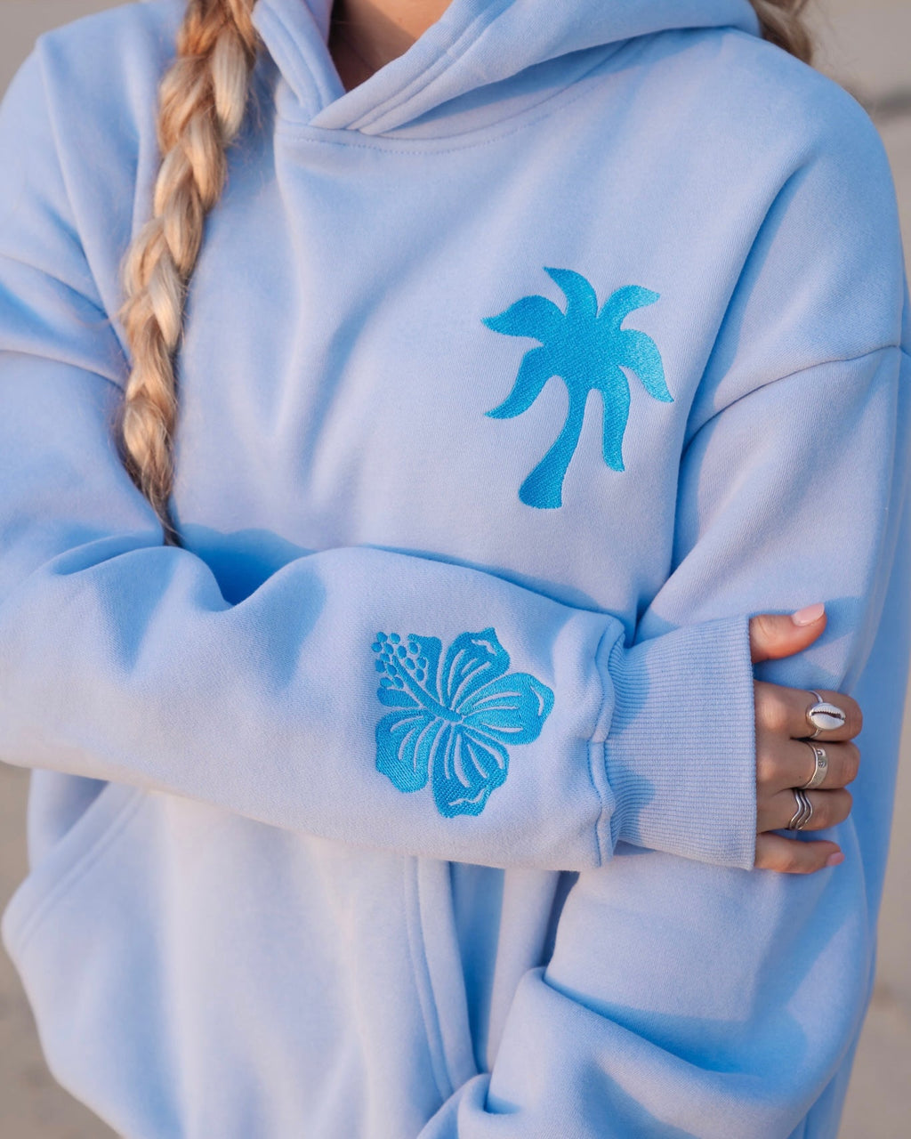 "Everything Comes in Waves” Hoodie in Blue